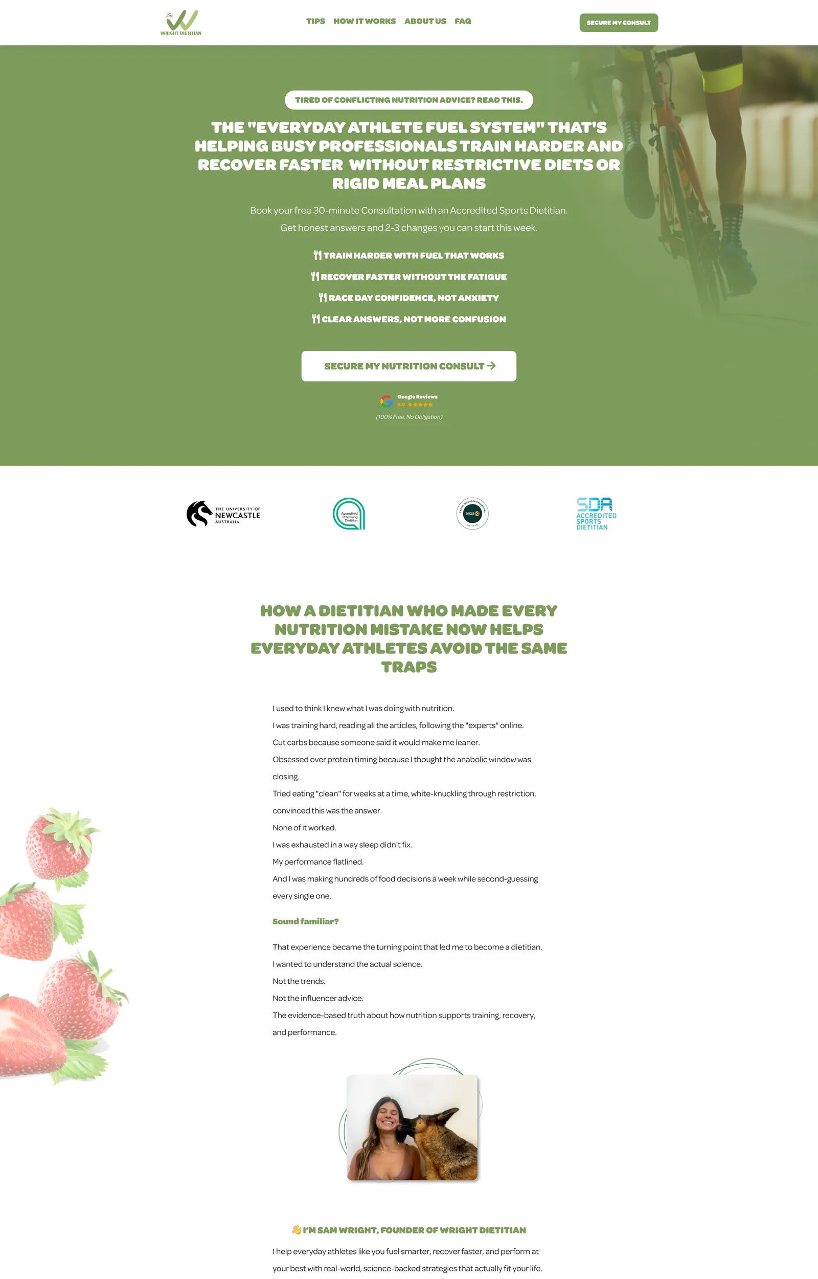 Wright Dietitian landing page after Xcelerate's redesign